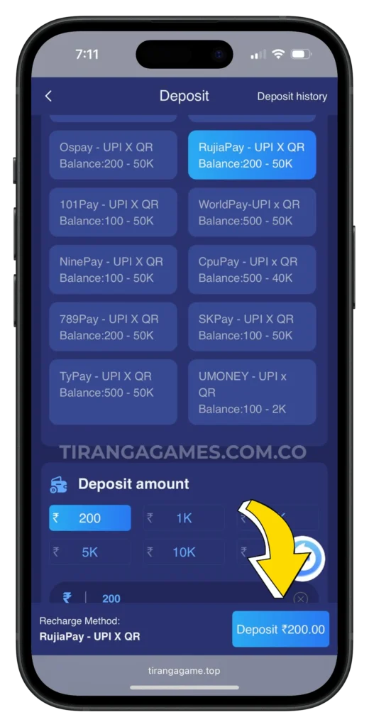tiranga-game-deposit-page