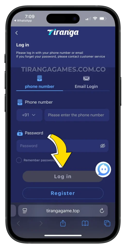 tiranga-game-login-page